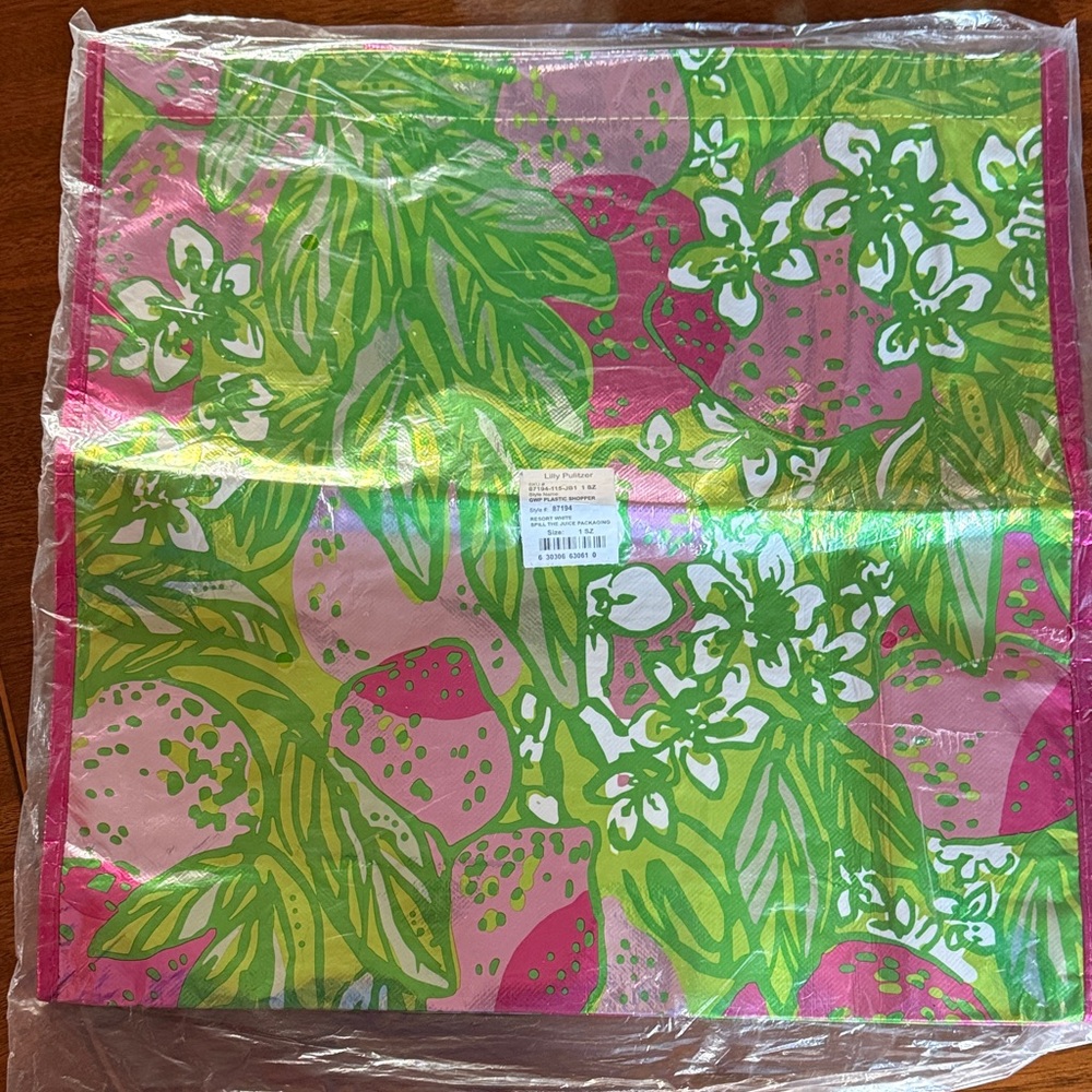 Lilly Pulitzer Green & Pink Tropical Shopper Tote